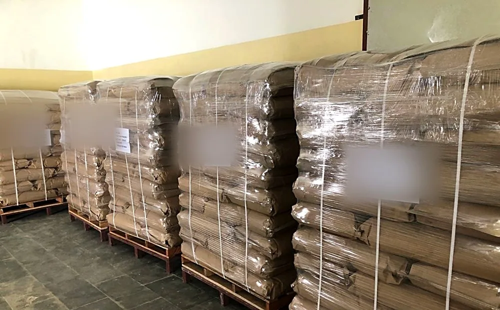 Export-ready bags palletised for container loading